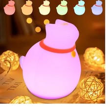 Portable Silicone Cat Night Light - Dimmable and Color Changing for Kids