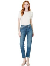 Agolde Jeans Womens 31 Blue High Rise Riley Crop Straight Leg Stretch Distressed