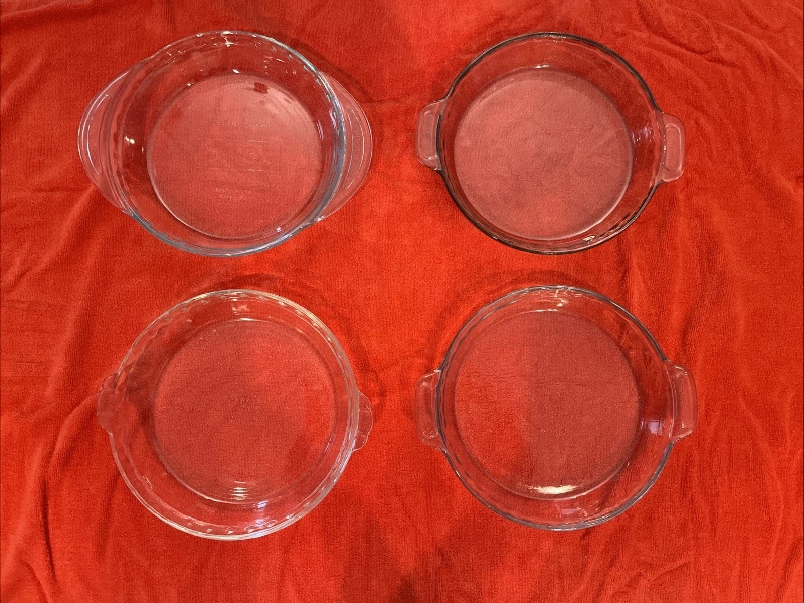 Pyrex Clear Glass Pie Pan (#229) Set of 2 & 2 Anchor Hocking 9.5” Glass Pie Pans
