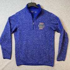 Antigua 1/4 Zip Heather Blue M Florida Gators Sweater Long sleeve Embroidered
