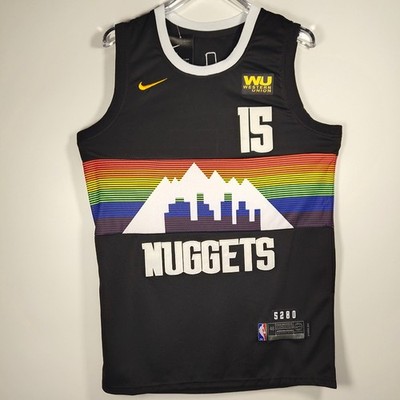 Nikola Jokic #15 Embroidered Black Vintage Rainbow Print