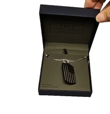 1913 Men’s Stainless Steel Dog Tag Necklace American Flag Pendant New in Box