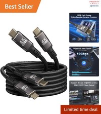 USB C Cable 6.6ft 2-Pack 10Gbps Data Transfer 100W Fast Charging Thunderbolt 3
