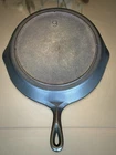 Vintage Unmarked Lodge #9 Cast Iron Skillet 3 Notch Heat Ring 1940s-1950s Smooth
