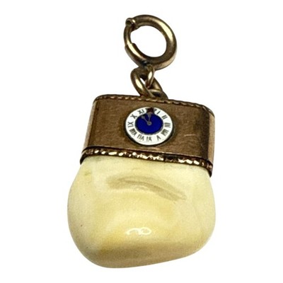 Antique BPOE Elks Lodge Gold Filled Pendant Blue Stone Engraved Fraternal Charm