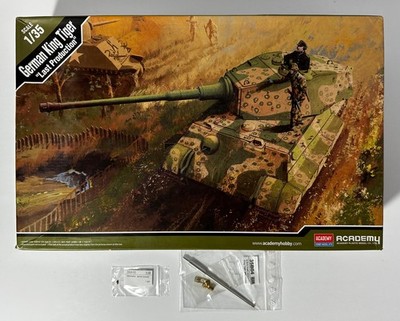 Lot: Academy #13229 1/35 Scale King Tiger + RB Model Main Barrel & Aerial Mount