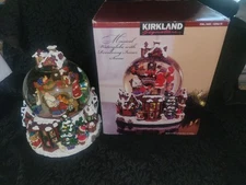 Kirkland Christmas Musical Lighted Rotating Big Snow Globe Santa Claus w/ Box