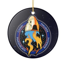 SpaceX Crew 3 Three 3" Ceramic Christmas Ornament Made In The USA Ships From The