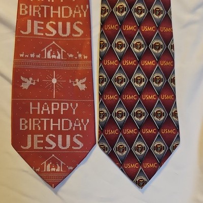 Eagle Neckwear Men's Polyester Woven USMC Marine Corps Geometric Pointed Tie, +1