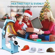 3-in-1 Auto Cap Heat Press Machine, Hat Heat Press with 3pcs Replaceable Heating