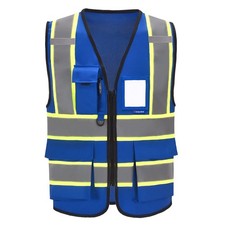 11 color High Vis Reflective Safety Vest for Women Men Pocket Zipper ANSI/ISE...