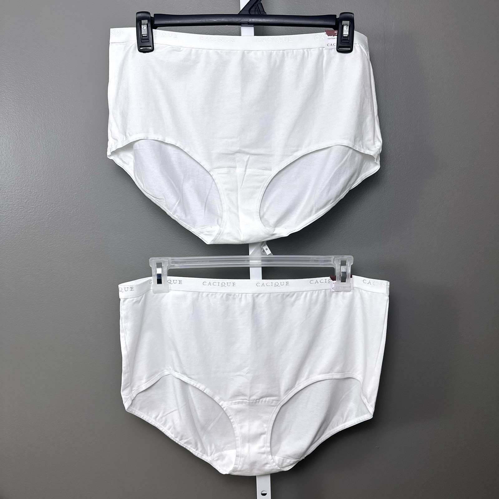 Cacique Cotton Full Brief Panties Size 26/28 Panty Lot Set of 2 White New 5