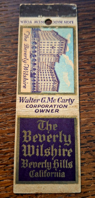 Vintage Matchbook: The Beverly-Wilshire, Beverly Hills, CA (early)