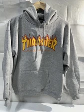 THRASHER Magazine Hoodie Flames Gray Men’s Small M READ DESCRIPTION 