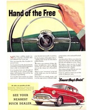 1952 Buick Dynaflow Drive Vintage Print Ad Steeringn Wheel Man Cave Wall Art 50s