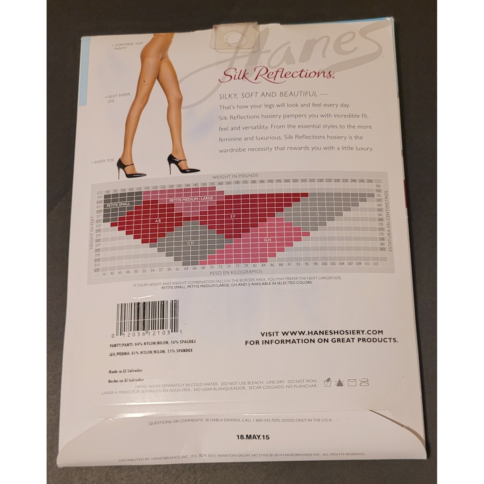 Hanes Silk Reflections Silky Sheer Control Top Pantyhose Sheer Toe Nude Size CD