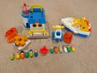 Vintage 1989 Fisher Price Little People SS Tadpole & Floating Marina + Extras