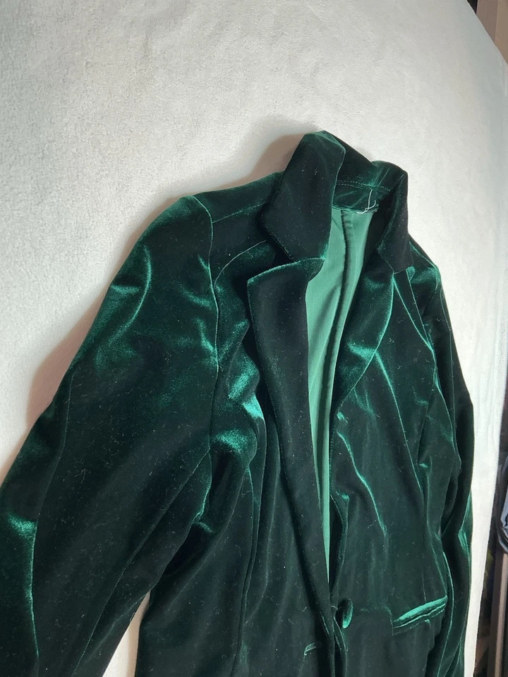 Chaqueta Blazer Mujer Terciopelo Un Botón Esmoquin M Verde Esmeralda Cachicho Foto 3 de 4