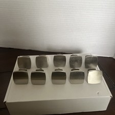 1 5/8 x 1 5/8 Cabinet Door Knobs Lot Of 10 square Satin Nickel Used W/ Screws