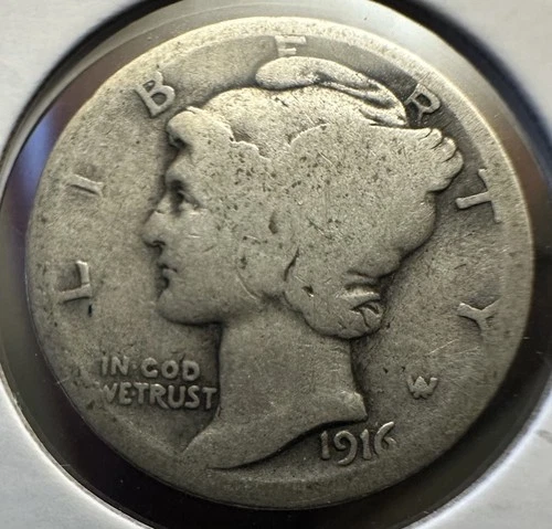 1916-P Mercury Dime GOOD 90% Silver Philadelphia Mint Scarce Early Date