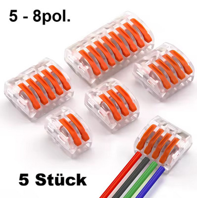5X Für Wago Klemmen mit Hebel PCT-215/218 Hebelklemmen Set Transporent