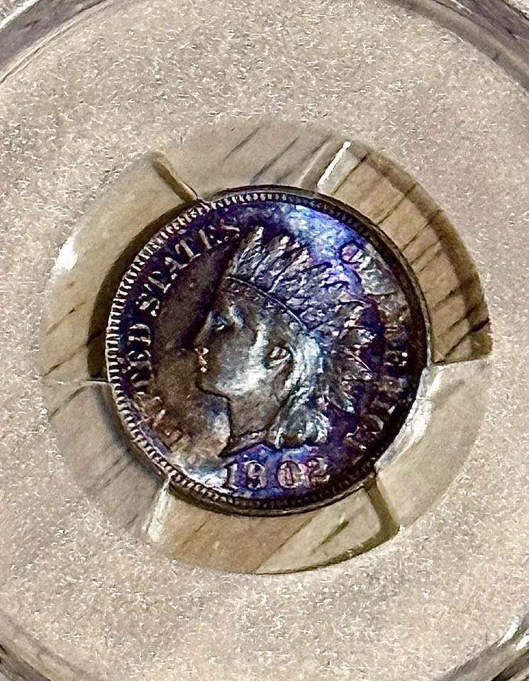 1902 Indian Head Cent PCGS MS63 BN Purple Blue Patina Rare Gem Early US Penny - Image 2 of 4