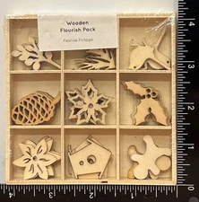 FL633 Kaisercraft FESTIVE FOLIAGE Flourish Pack 45 Pieces Craft Embellishments