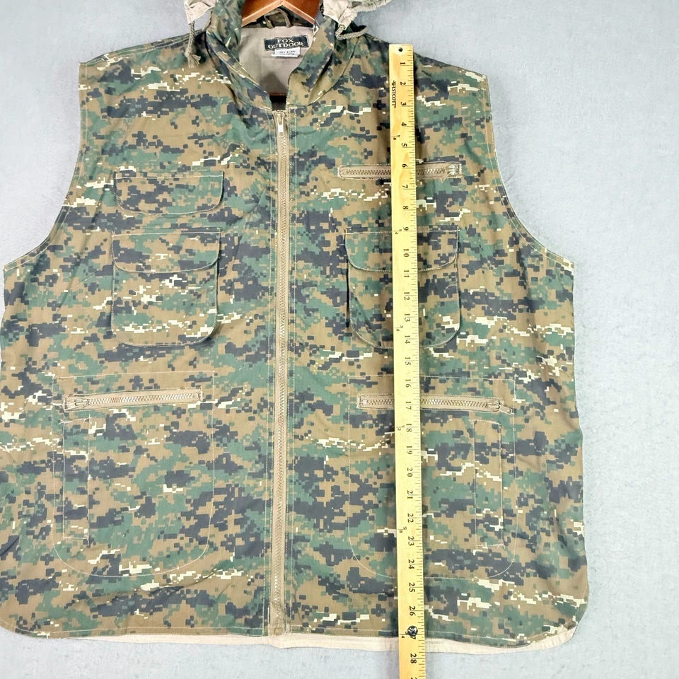 Digital Camo Hooded Vest Mens 2XL Full Zip Hunting Zip Pockets Packable Hood - Image 4 of 4