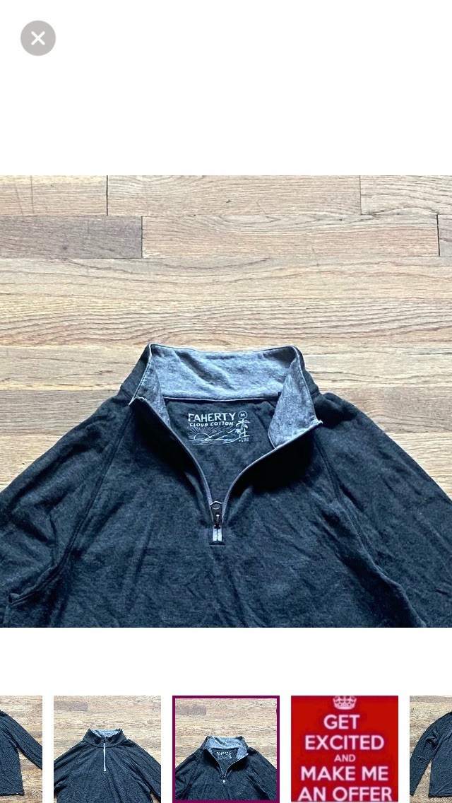 Faherty Cloud Quarter Zip Pullover Size Medium Ch… - image 4