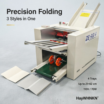 Commercial Auto Paper Folding Machine 4 Folding Trays Auto Count & Speed Control