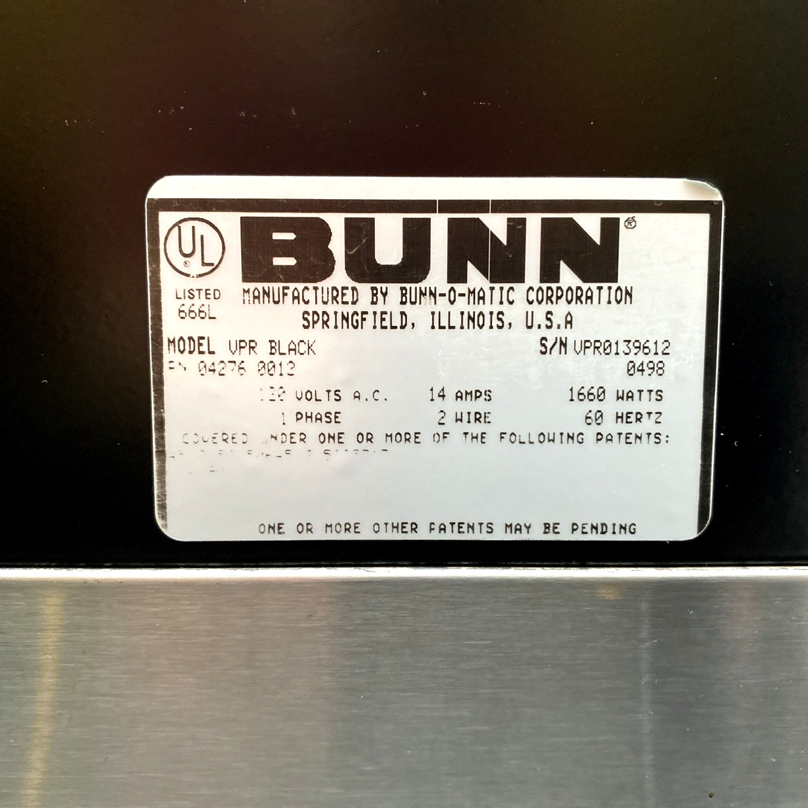 Bunn VPR Series Commercial Coffee Maker 04276-0012
