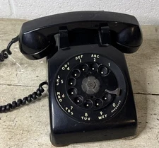 Vintage MCM 1957 Bell System Western Electric Telephone Desk Rotary Phone BLACK