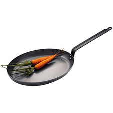 DE BUYER CARBON STEEL OVAL FRYING PAN, 9" BLACK 41719-36