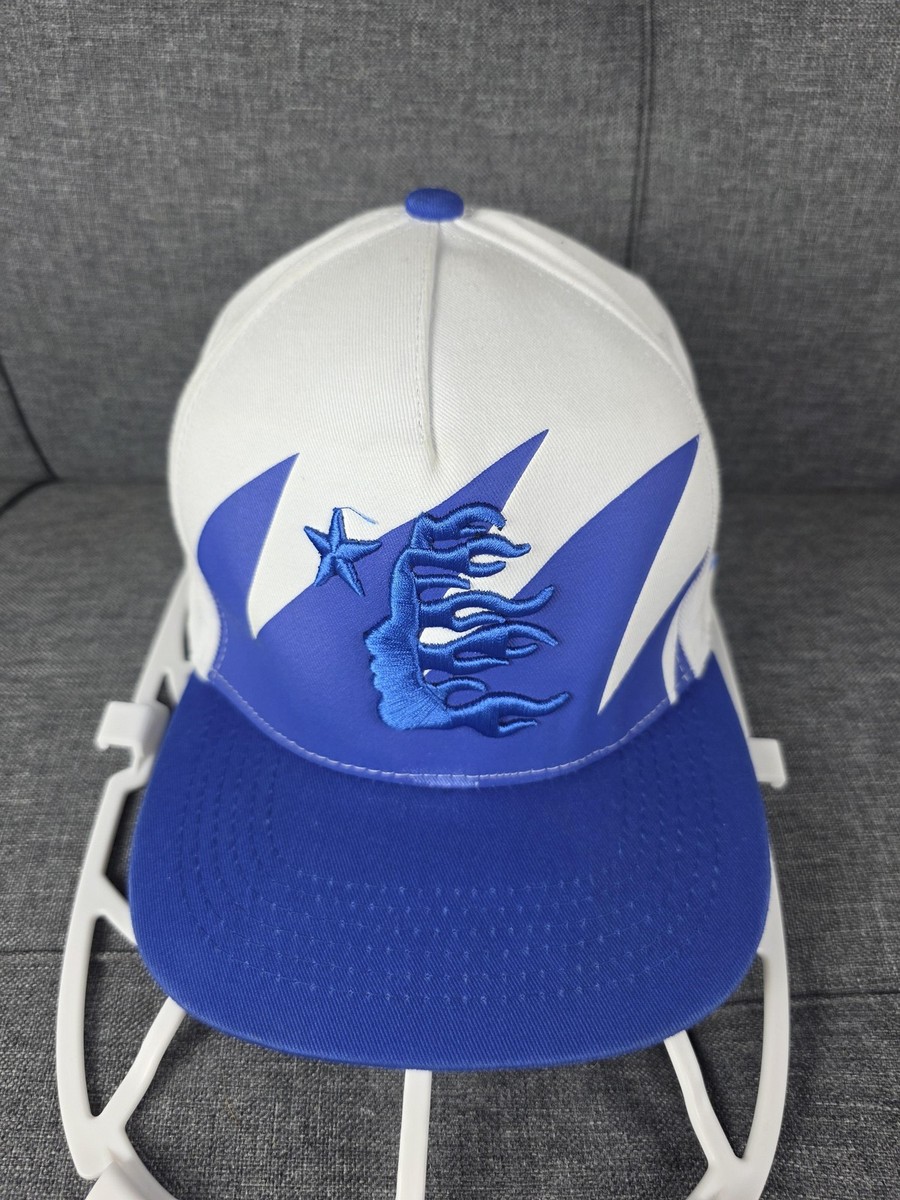 Hellstar LA Flare Star Tracker Hat ヘルスター Hellstar Hat Cap Fitted Mens 7 1/8 White Blue Embroidered Flame