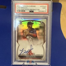 2023 Bowman Chrome Luis Perales Rookie On Card Auto Refractor /499 Red Sox PSA 9