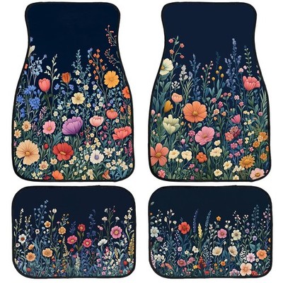 Wildflower Car Floor Mats Set of 4 Colorful Bloom Floral Field Automotive Foo...
