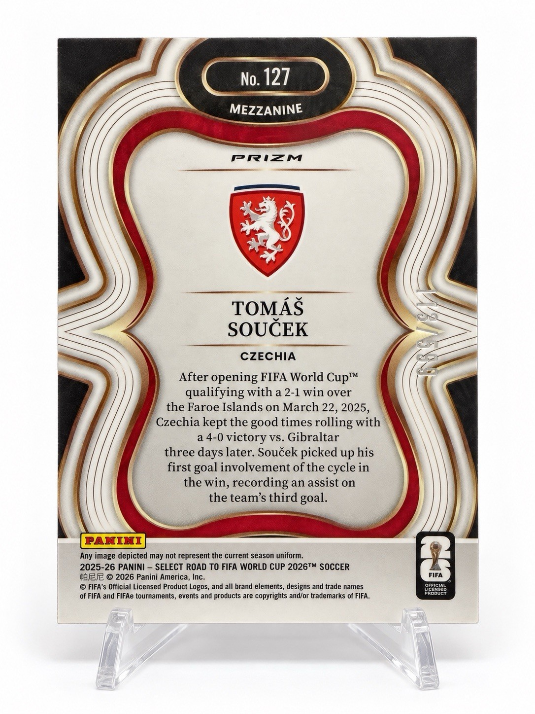 2025-26 Panini Select Road to Fifa World Cup - Tomas Soucek Purple Ice /599 view 2