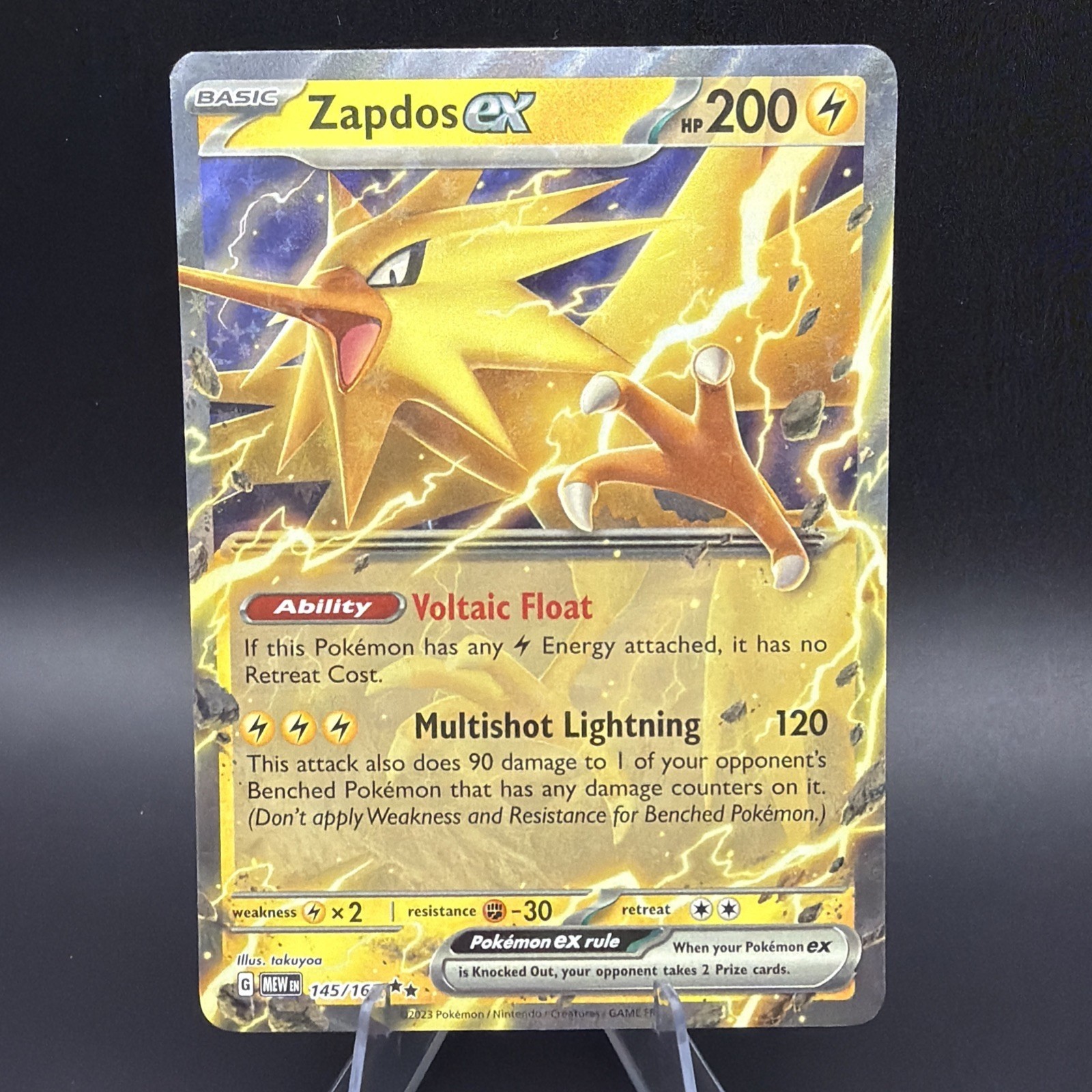 Pokémon TCG Zapdos EX 145/165 Scarlet & Violet 151 Double Rare Full Art Holo NM