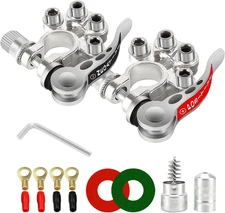 2Pcs 4-Way Quick Release Car Battery Terminal Connectors Positive Negative Silve