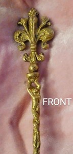 ANTIQUE Ornate Nude Woman Mermaid Cake Server Brass Filigree Italy Wedding VTG  