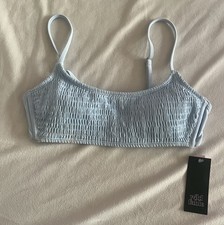Wild Fable Women's Size Small Smocked Bralette Bikini Top Light Blue Bra