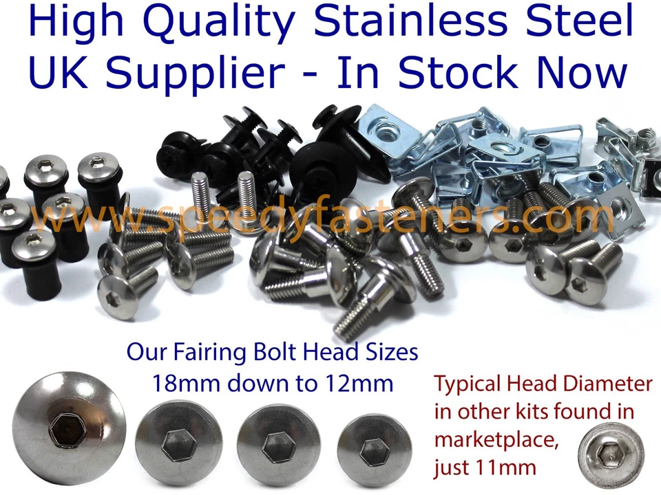 para Suzuki GSX1250FA 2010+ Carenado de acero inoxidable y pantalla Tornillos Clips Foto 3 de 4