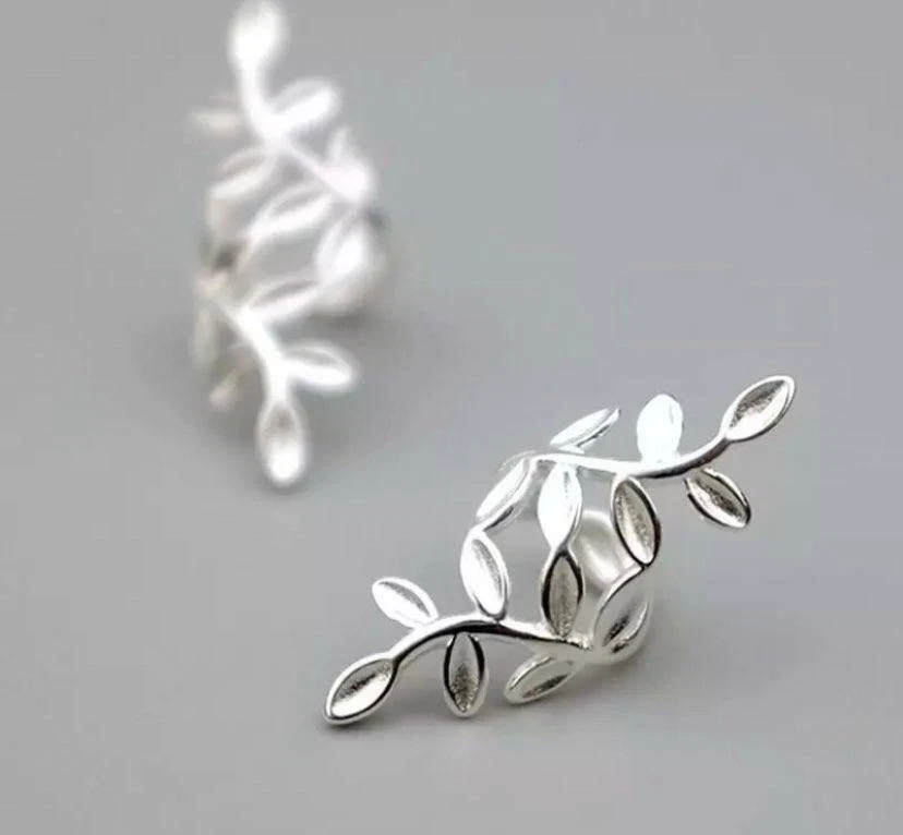 Ohrklemme Blatt Sterlingsilber 925 Damen 1 Ohrring  Clip ohne Loch - Bild 3 von 4