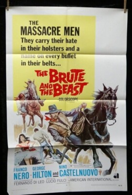  Rare Brute And The Beast   Original Fulci Spaghetti Western Movie Poster 1969