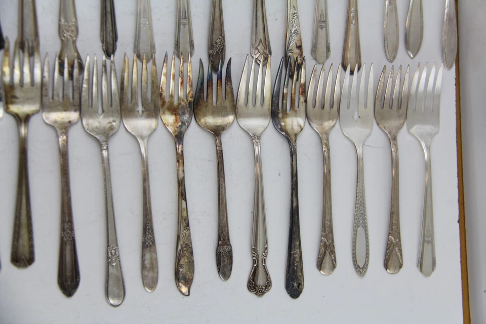 50x LOTE DE TALHERES GARFOS PARA SALADA PLACA DE PRATA VINTAGE ARTESANATO REUTILIZAÇÃO REAPROVEITAMENTO - Imagem 4 de 4