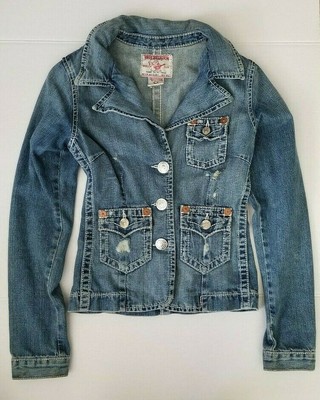 Denim Jacket Distressed Blazer Size 