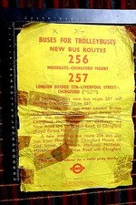 LONDON TRANSPORT BUSES FOR TROLLEYBUSES POSTER NEW BUS ROUTE 256 257 (557)