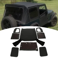 Soft Top FOR HALF DOORS BLACK Replacement 9870217 For 87 88-95 Jeep YJ Wrangler
