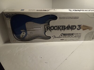 Harmonix Rock Band 3 Guitar Wii Fender Stratocaster Rare Blue Tested and Works