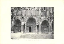 Chartres Cathedral Art Print Vintage by Brown's Famous Pictures 5 1/2" by 8"